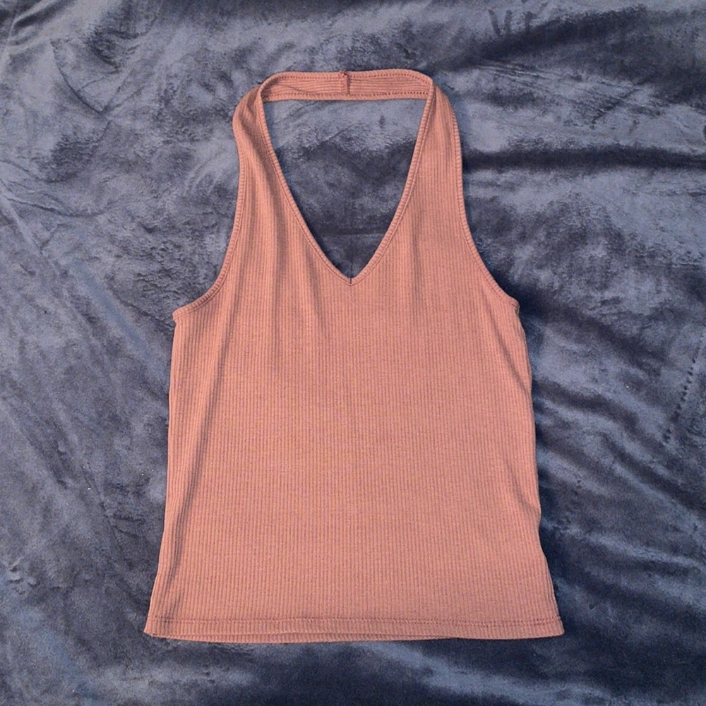 Mauve American Eagle Halter Cropped Top, Size S